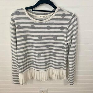 Maison Jules Gray and White Top w/ Pleaded Bottom